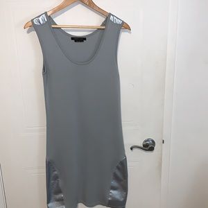 BCBGMAXAZRIA Silver\grey faux stretchy leather dress